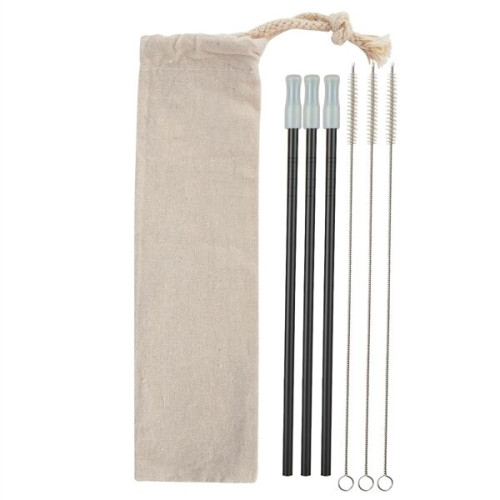 3- Pack Park Avenue Stainless Straw Kit with Cotton Pouch