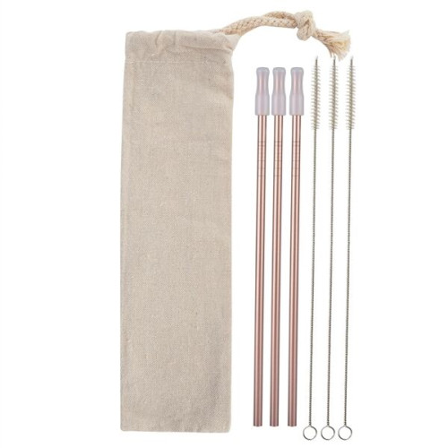 3- Pack Park Avenue Stainless Straw Kit with Cotton Pouch
