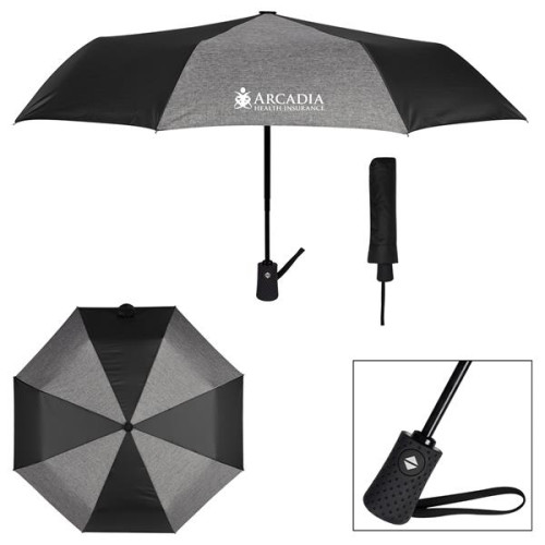 42" ARC HEATHERED TELESCOPIC FOLDING UMBRELLA