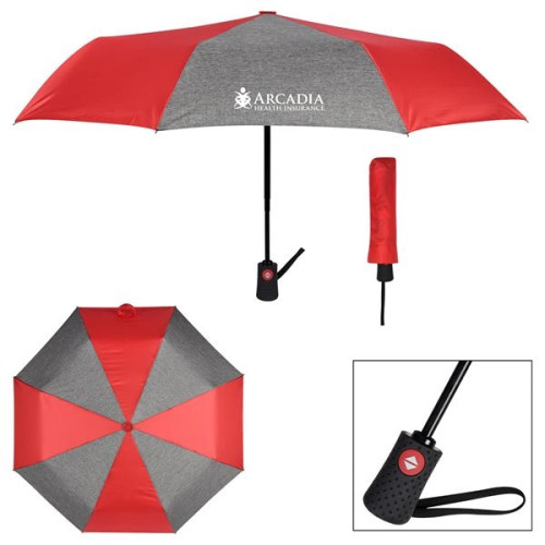 42" ARC HEATHERED TELESCOPIC FOLDING UMBRELLA