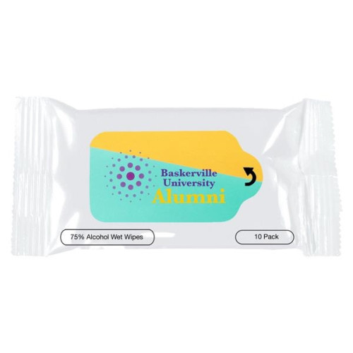 10 CT. Alcohol Antibacterial Wet Wipe Packet