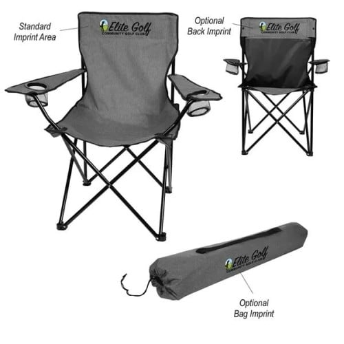 Heathered Folding Chair With Carrying Bag