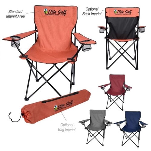 Heathered Folding Chair With Carrying Bag