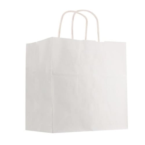 Kraft Paper White Shopping Bag - 10" x 10"