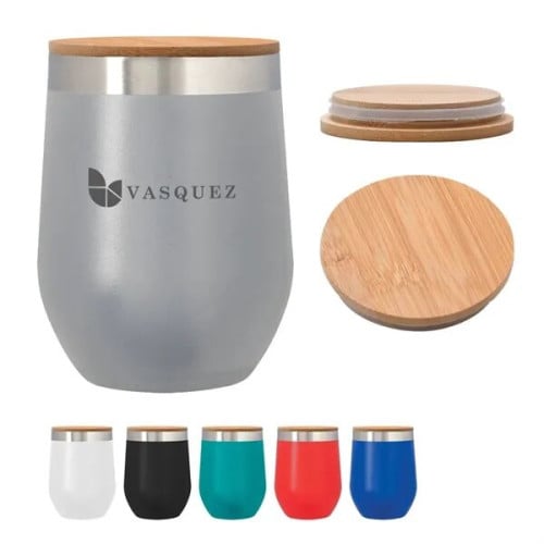 12 Oz. Vinay Stemless Wine Glass With Bamboo Lid