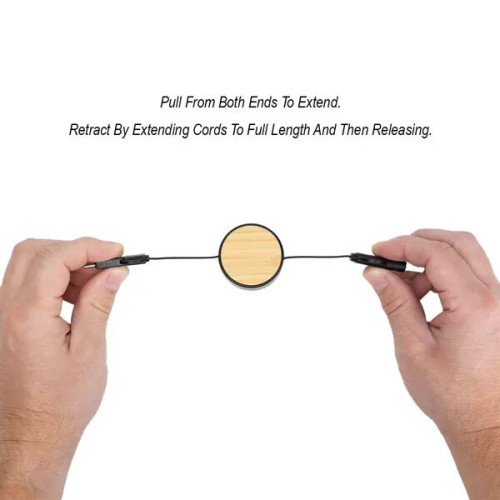Bamboo Retractable 3-in-1 Charging Cable