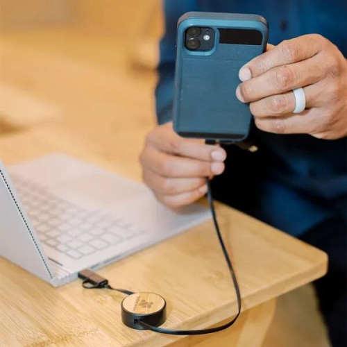 Bamboo Retractable 3-in-1 Charging Cable