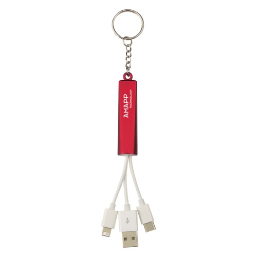 3-In-1 Light Up Charging Cables On Key Ring