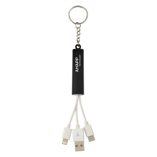 3-In-1 Light Up Charging Cables On Key Ring