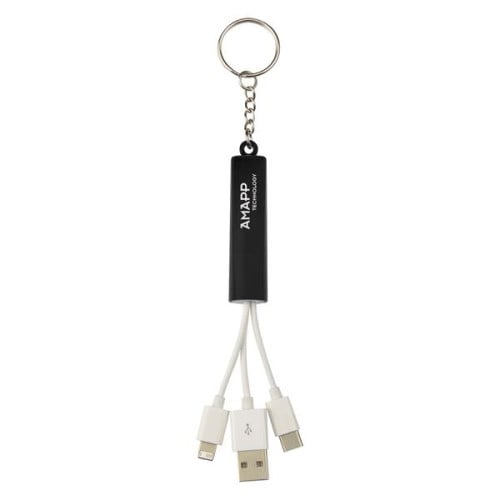 3-In-1 Light Up Charging Cables On Key Ring