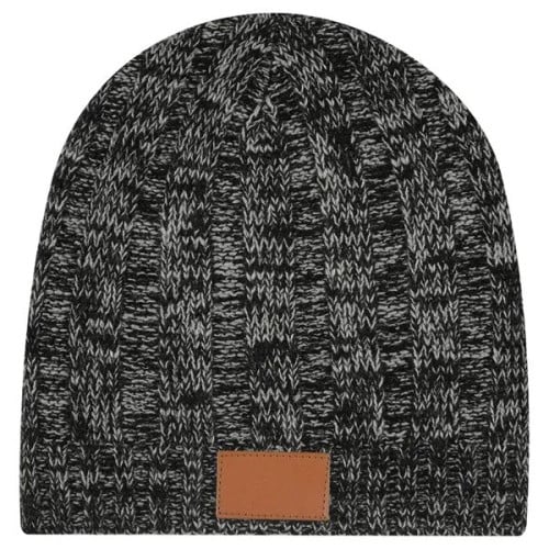 Knit Beanie With Leather Tag