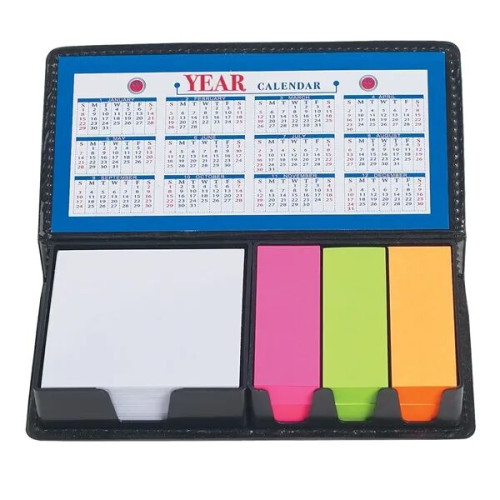 Leather Look Case Of Sticky Notes With Calendar