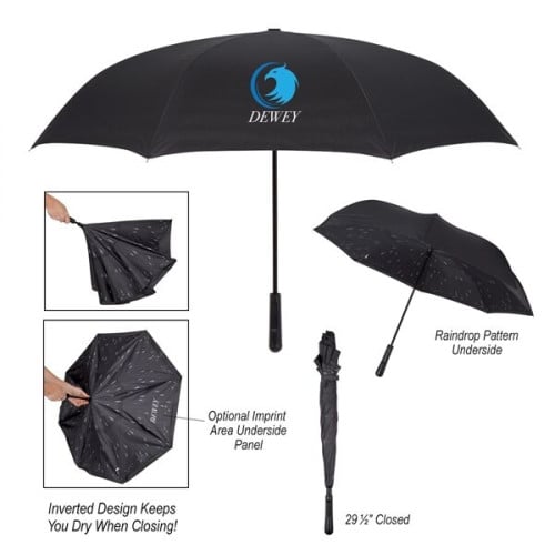 48" Arc Rain Drops Inversion Umbrella