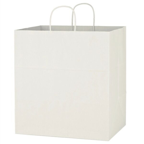 Kraft Paper White Shopping Bag - 14" x 15"