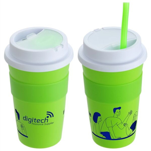 Bistro 14 oz Coffee Cup with Silicone Sleeve  Straw