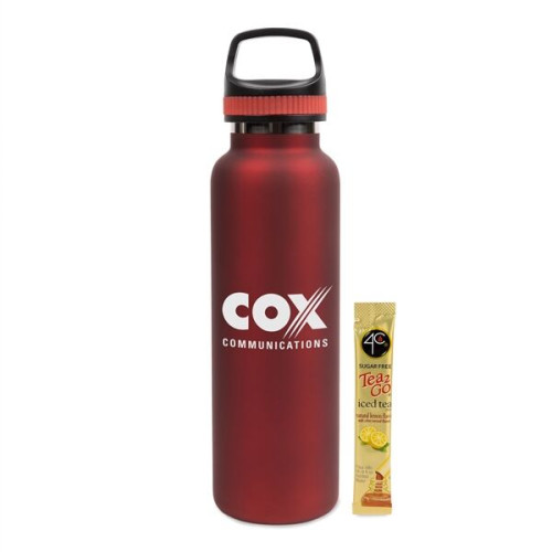 20 Oz Stainless Steel Insulated Vacuum Bottle w/Iced Tea Mix