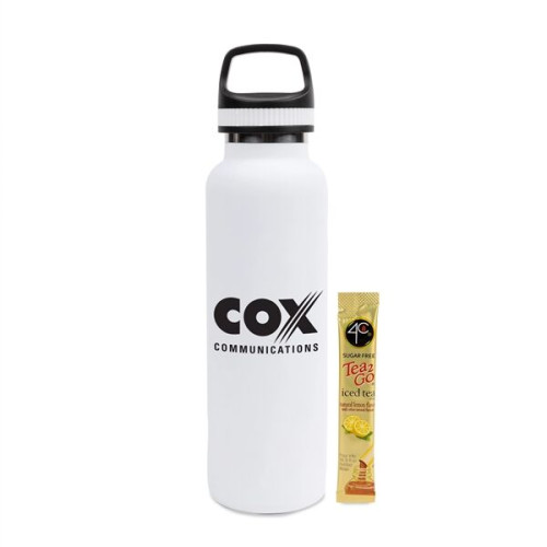 20 Oz Stainless Steel Insulated Vacuum Bottle w/Iced Tea Mix