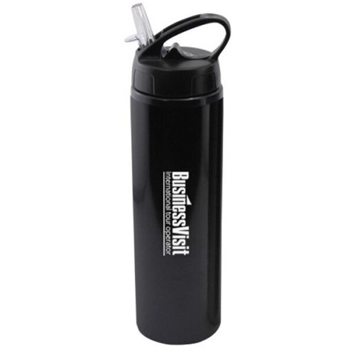 24 oz Aluminum Water Bottle with Sports Sipper Flip Straw