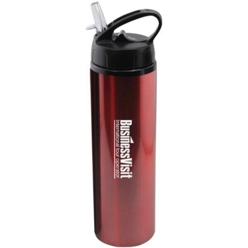 24 oz Aluminum Water Bottle with Sports Sipper Flip Straw