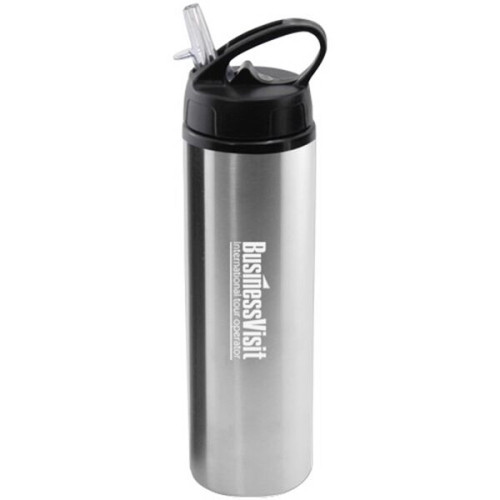 24 oz Aluminum Water Bottle with Sports Sipper Flip Straw