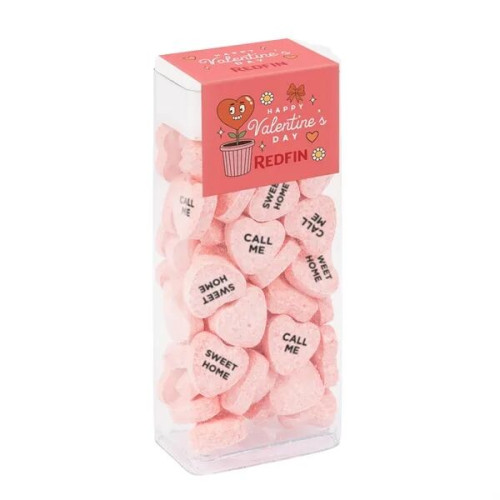 Flip Top Tube with Imprinted Conversation Hearts