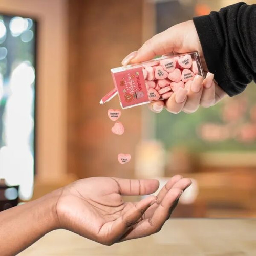 Flip Top Tube with Imprinted Conversation Hearts