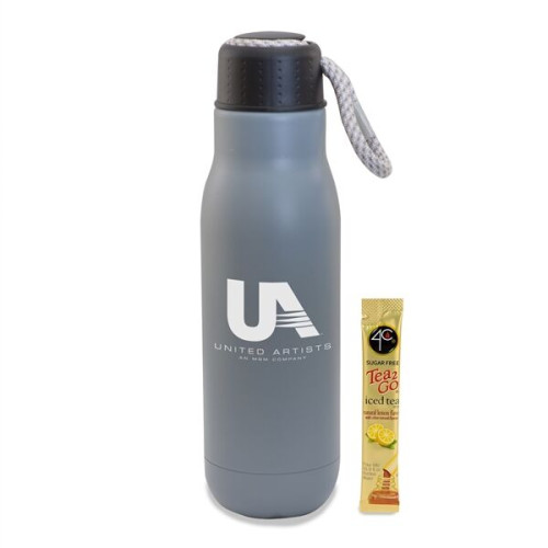 16 Oz Stainless Stl Insulated Bottle w/Bungee Lid & Iced Tea