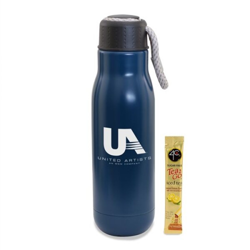 16 Oz Stainless Stl Insulated Bottle w/Bungee Lid & Iced Tea