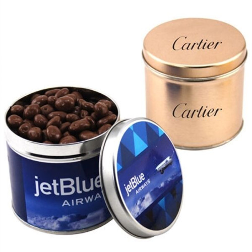 Chocolate Covered Raisins in 3.5" Round Metal Tin with Lid