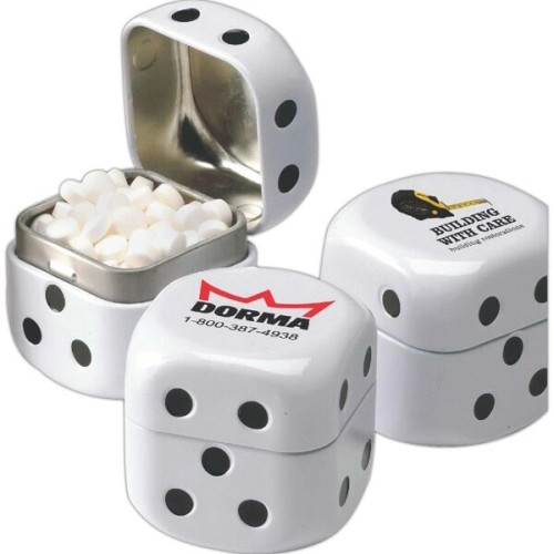 Dice Shaped Direct Imprint Tin filled with MicroMints®