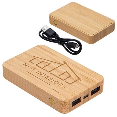 Bamboo 5000mAh Dual Port Power Bank with Wireless Charger