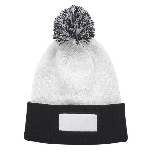 Fuji Two-Tone Patch Pompom Beanies