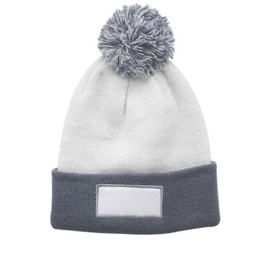 Fuji Two-Tone Patch Pompom Beanies