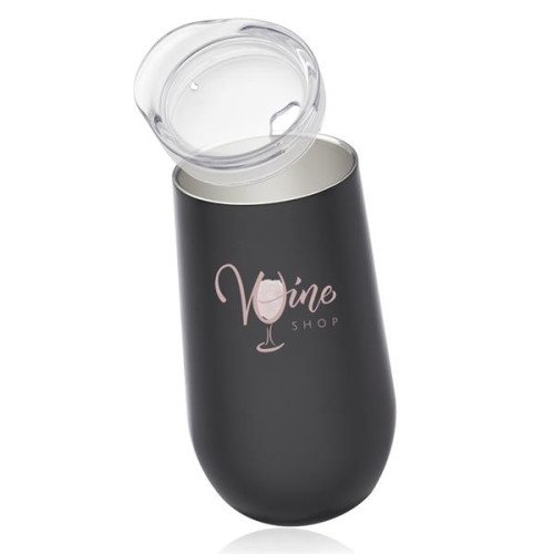 9 oz. Stemless Flute Wine Glass with Lid