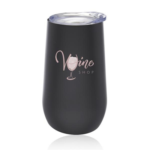 9 oz. Stemless Flute Wine Glass with Lid