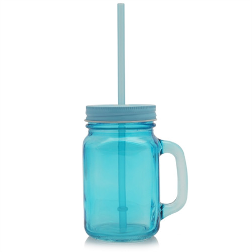 15 oz. Colored Mason Jars with Straw