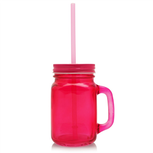 15 oz. Colored Mason Jars with Straw