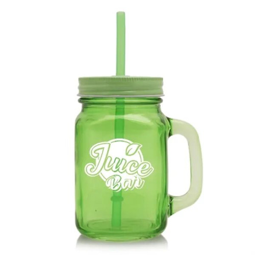 15 oz. Colored Mason Jars with Straw