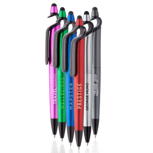 3-in-1 Plastic Pen with Stylus and Cell Stand
