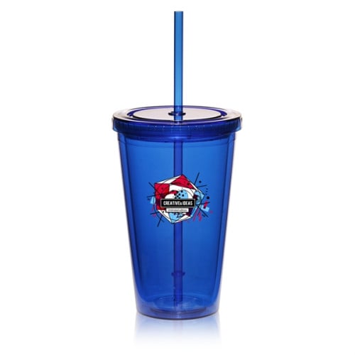 16 oz. Double Wall Acrylic Tumbler with Straw