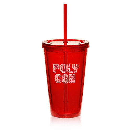 16 oz. Double Wall Acrylic Tumbler with Straw