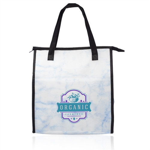 Marble Insulated Tote Bag with Pocket