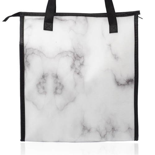 Marble Insulated Tote Bag with Pocket