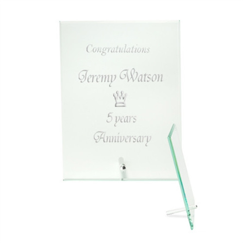 Small Jade Glass Plaque Award with Stand