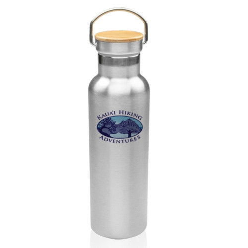Luau 20 oz. Wood Top Stainless Steel Water Bottle