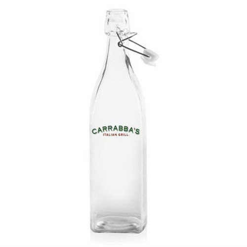 34 oz. Wire Lid Square Glass Carafe Water Bottles