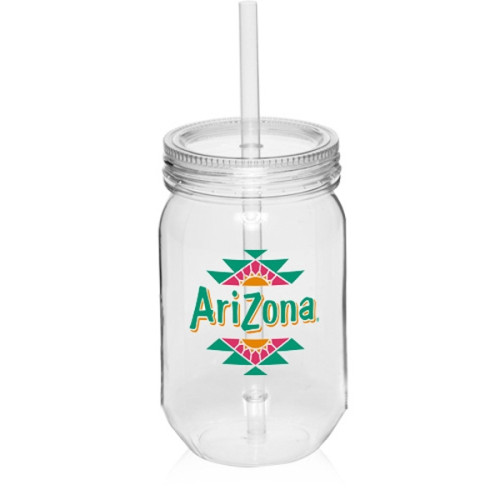 24 oz plastic mason jars with straw