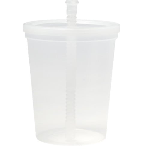 16 oz Plastic Stadium Cups with Lid & Straw