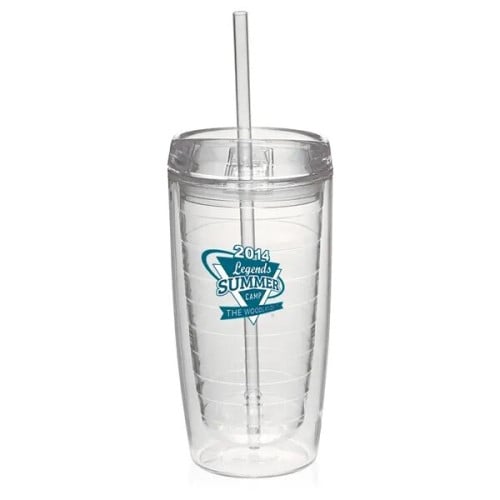 16 oz. Double Wall Acrylic Tumblers With Straw