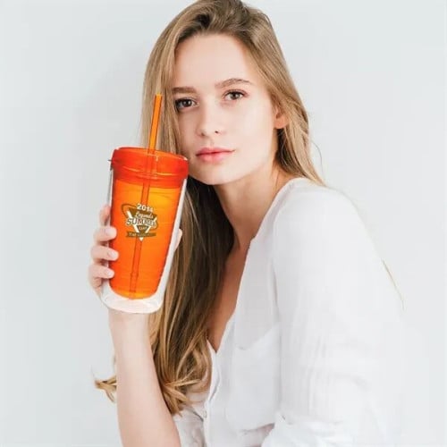 16 oz. Double Wall Acrylic Tumblers With Straw